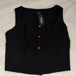 Boohoo Black Sleeveless Button-Up Vest